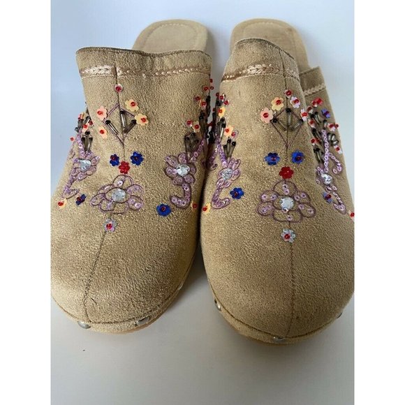 Hot Menu Womens Mules Shoes Multicolor Floral Slip - Picture 4 of 9